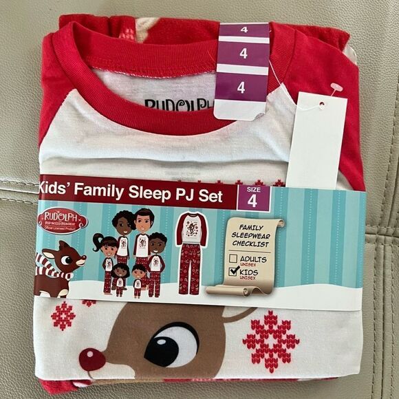 Rudolph the Reindeer Christmas 2 Piece Pyjamas PJ Set Fleece Unisex kids 4 $48 - Picture 2 of 5